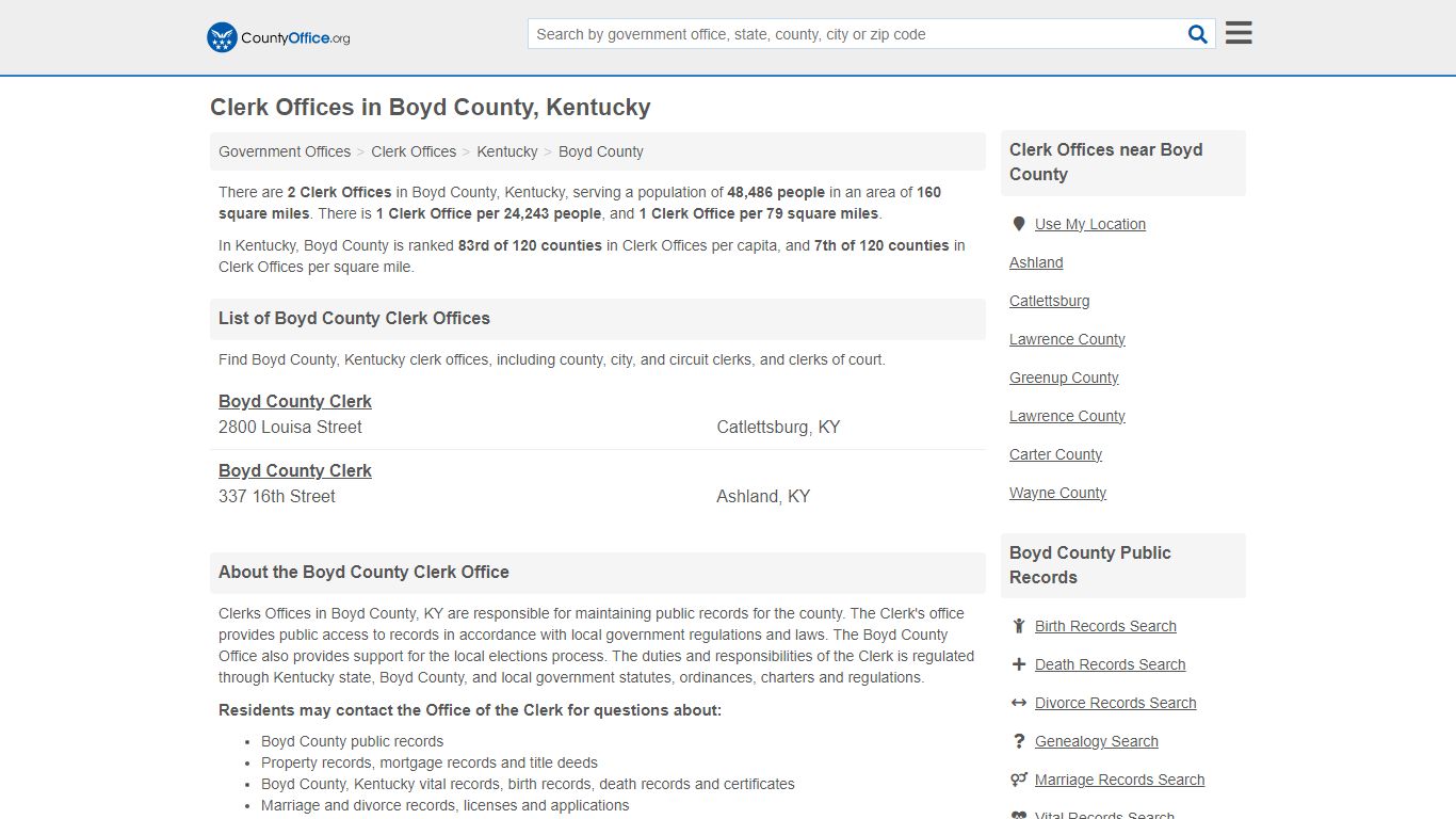 Clerk Offices - Boyd County, KY (County & Court Records)